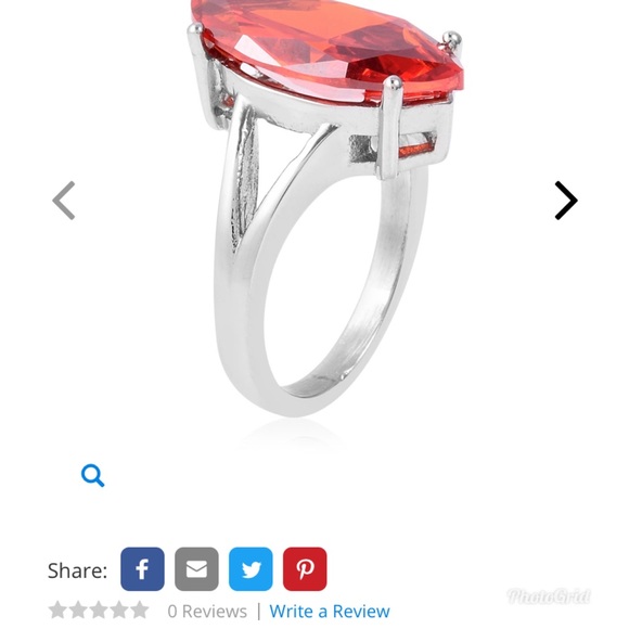 Simulated Orange Diamond Ring in Stainless Steel - Picture 2 of 4